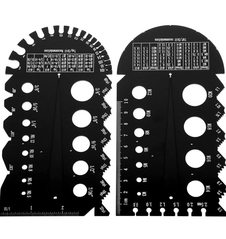 2PCS Aluminum Alloy Metric/Imperial Nut and Bolt Thread Checker Bolt Size and Thread Identifier Gauge