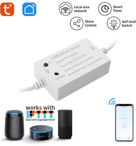 Tuya USB Smart WiFi Switch Controller Universal Breakers Timing Function Smart Life for USB Appliances Voice Control with Alexa Google Home