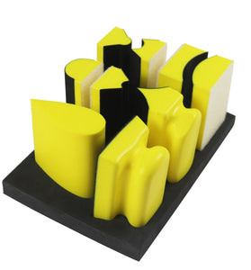 9PCS Hand Sanding Blocks Set Versatile Contoured Profile Yellow Durable Medium-Density Polyurethane Foam Convex and Concave Shapes Hook Loop Attachment for Auto Body Wood Furniture Sanding