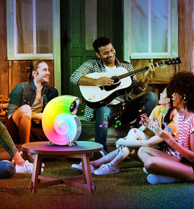 Conch RGB LED Night Light Wake Up Lamp Sleep Light Smart Atmosphere Lamp Blue Tooth Clock Alarm speaker with Stereo BT Speaker