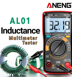 ANENG AL01 Portable Digital Multimeter High Precision Voltage Current Resistance Capacitance Frequency Temperature Tester Inductance NCV Detection True RMS Backlight Display Auto-Off