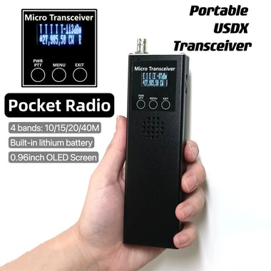 4 Bands uSDX USDR Pocket Radio Handheld 10/15/20/40M 4 Band HF SSB QRP Transceiver Compatible with uSDX QCX-SSB