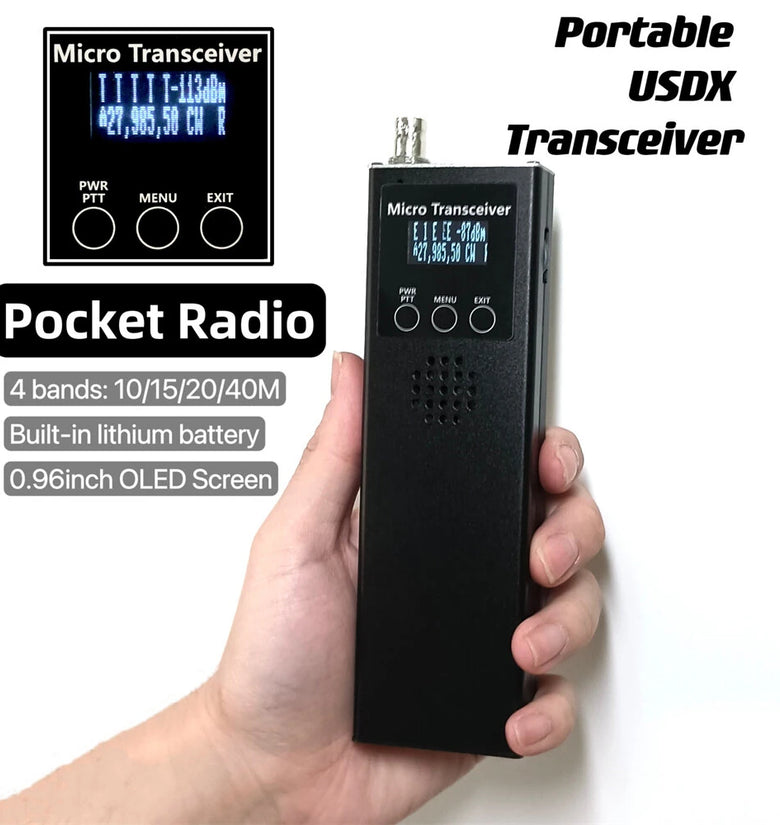 4 Bands uSDX USDR Pocket Radio Handheld 10/15/20/40M 4 Band HF SSB QRP Transceiver Compatible with uSDX QCX-SSB