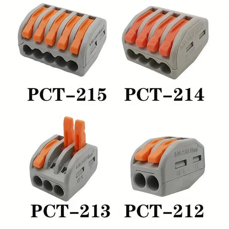 AOQDQDQD 55PCS PCT-212 213 214 215 Quick Wire Connectors Set Flame-Retardant 48V 8A Easy Installation Reusable Electrical Connectors for Solid Stranded Flexible Wires