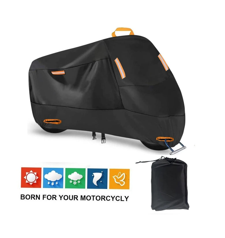 210D Motorcycle Cover Rainproof Sunscreen Anti-UV Motorbike Cover Thickened Oxford Cloth Dust Cover Built-In Anti-Theft Buckle
