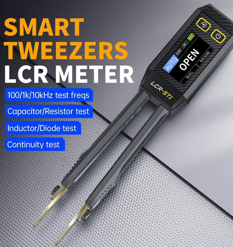 FNIRSI LCR-ST1 Mini Smart Tweezer LCR SMD ESR Tester Resistance Capacitance Inductance Continuity Diode Test Measurement Tools