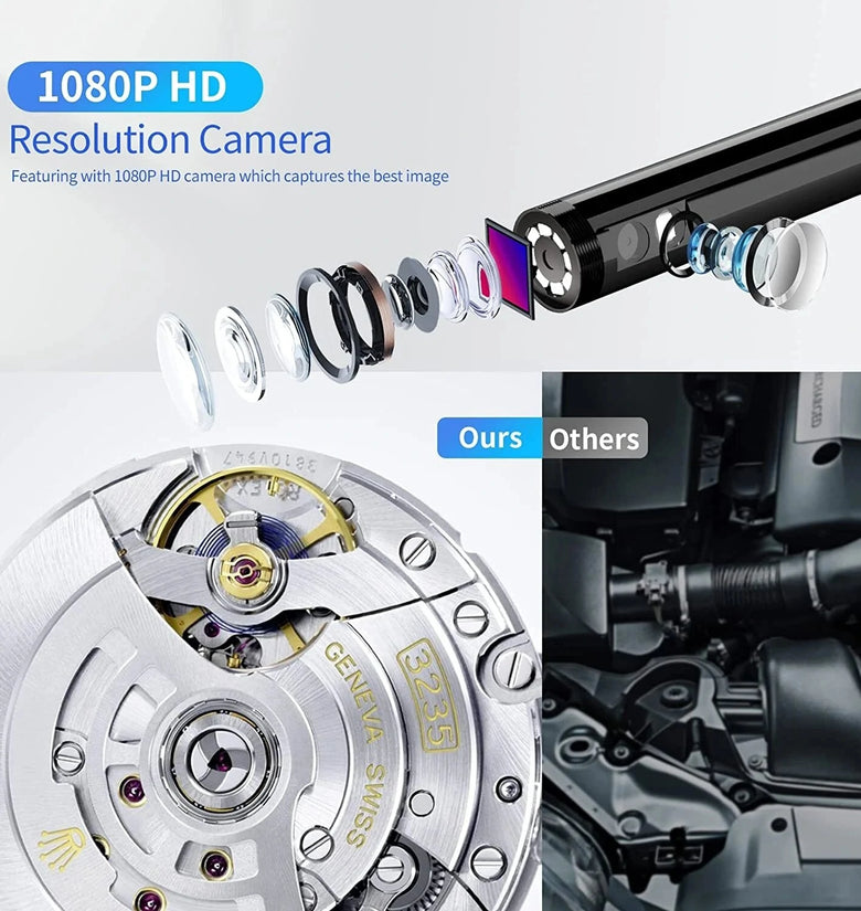 P50 1080P 8mm Dual Camera Piping Borescope Camera 4.5In IPS LCD Digital Inspection Camera With 6 LED for Car Sewer