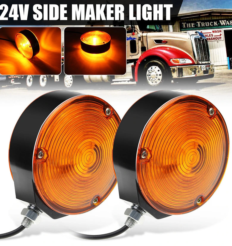 24V Side Maker Light Earring Amber Mirror Lamp For Trailer Truck Lorry
