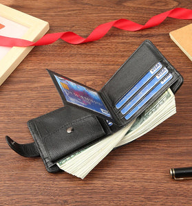 Men Short Wallet Bifold PU Leather Wallet Hasp Coin Purse Credit ID Card Holder Billfold Purse Money Bag