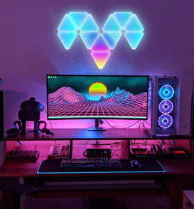 6Pack RGBIC Triangle Quantum Light Panels DIY Splicing Wall Lights with Music Sync APP & Remote Control Gaming Atmosphere Lamp