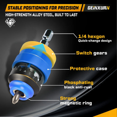 Adjustable Depth Countersink Drill Bit Set with 5 Tungsten Carbide Drill Bits Hex Shank Professional Woodworking Tools Toolbox Packed for Precise Drilling