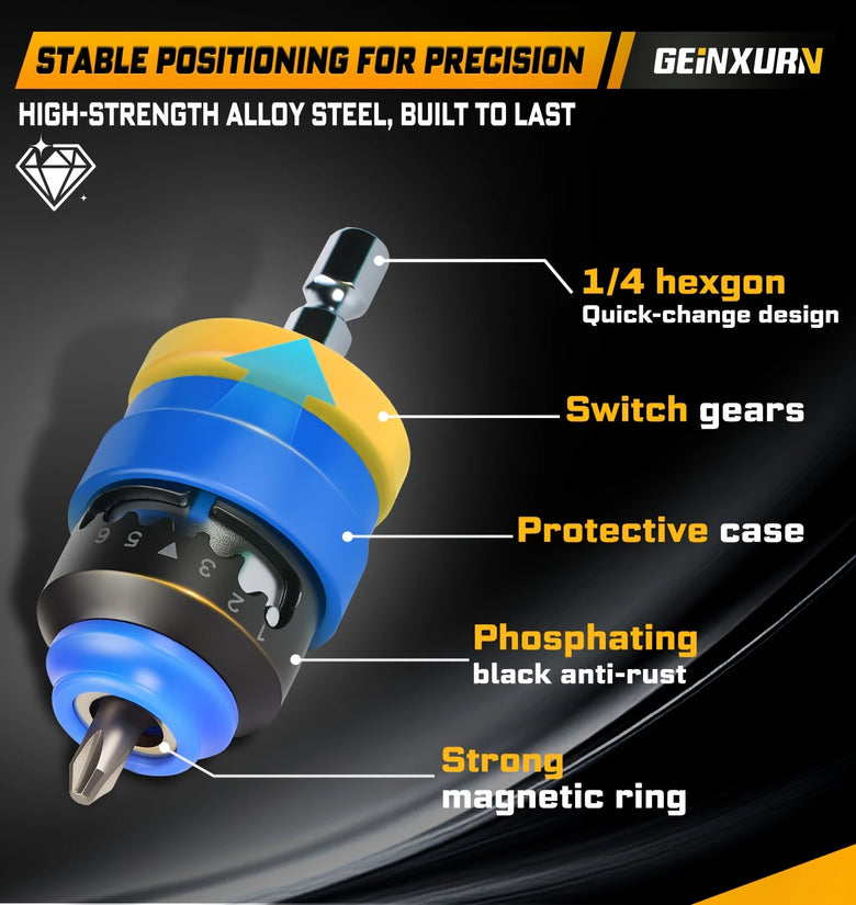 Adjustable Depth Countersink Drill Bit Set with 5 Tungsten Carbide Drill Bits Hex Shank Professional Woodworking Tools Toolbox Packed for Precise Drilling