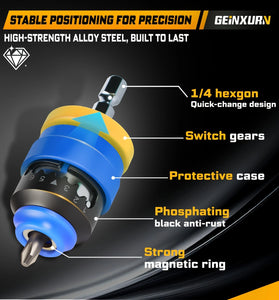 Adjustable Depth Countersink Drill Bit Set with 5 Tungsten Carbide Drill Bits Hex Shank Professional Woodworking Tools Toolbox Packed for Precise Drilling