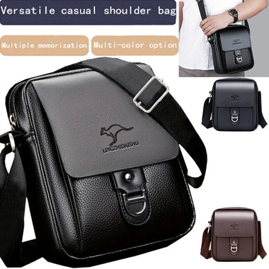 Men's Crossbody Bag Waterproof PU Leather Versatile Casual Multi-Compartment Shoulder Bag for Outdoor Daily Travel
