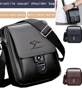 Men's Crossbody Bag Waterproof PU Leather Versatile Casual Multi-Compartment Shoulder Bag for Outdoor Daily Travel