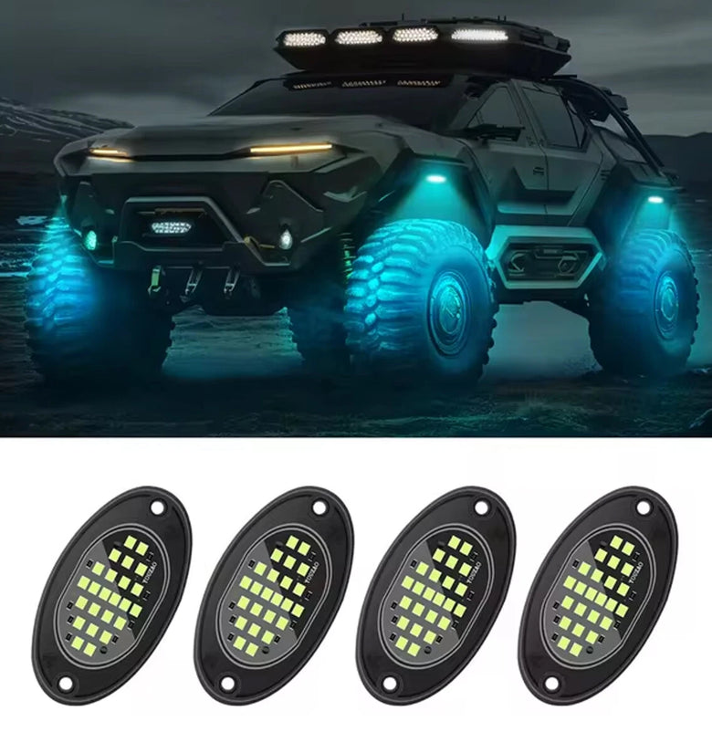 4PCS 8000LM Car LED Underglow Lights Atmosphere Lights Grille Modified Lights Universal for Off-road Vehicles