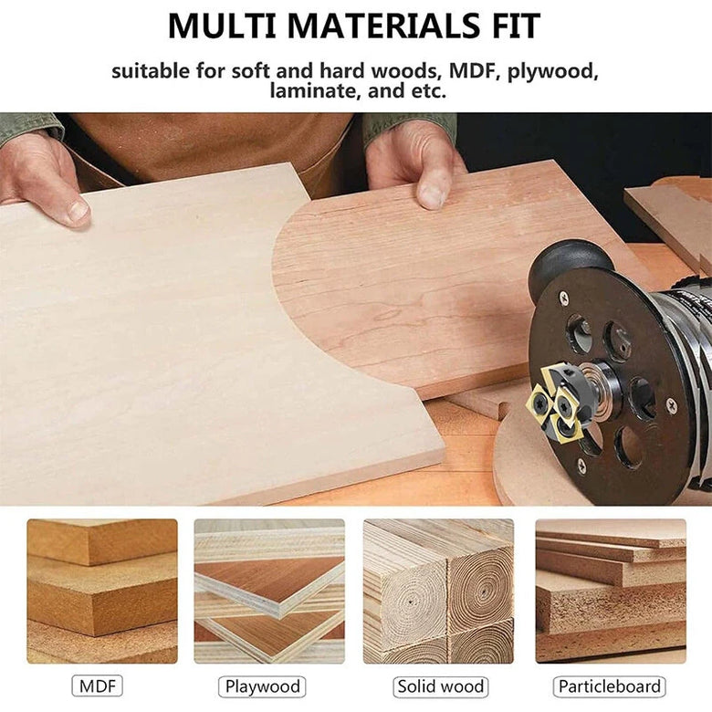 1/4 Inch 6.35mm Shank 4 Flutes TiAlN Coating Spoilboard Surfacing Router Bit Slab Flattening Router Bit with 25.4mm/31.75mm/34.9mm/38.1mm Cutting Diameter
