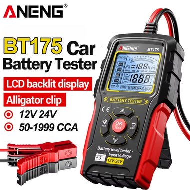 ANENG BT175 Car Battery Tester 12V 24V Lead Acid Battery Analyzer Digital Voltage Alternator Tester Accurate CCA Measurement Backlit Screen Automotive Battery Checker