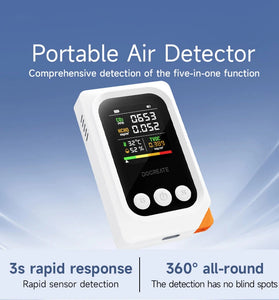 CD52 Portable Air Quality Monitor 5 in 1 Formaldehyde TVOC CO2 Temperature Humidity Rechargeable Compact Device