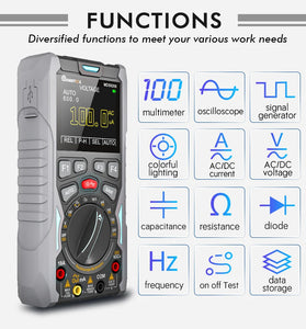 MUSTOOL MDS9208 3In1 Oscilloscope Multimeter Signal Generator 12MHz 50Msps Portable High Storage Capacity Low Power Consumption