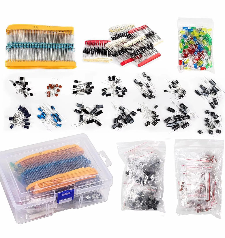 1500Pcs Electronic Components Starter Kit 3/5mm LED Lights Emitting Resistors Capacitors Set for Arduino DIY Electronics Starter