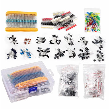 1500Pcs Electronic Components Starter Kit 3/5mm LED Lights Emitting Resistors Capacitors Set for Arduino DIY Electronics Starter