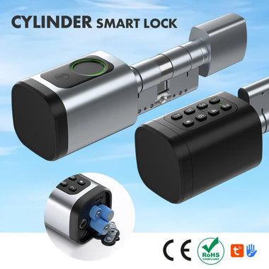 Tuya TTlock Smart Electronic Door Lock 60-90mm Aluminum Alloy Lock Fingerprint App Remote Control Multi Unlock Modes Cylinder Core Adjustable Keyless Entry Doorlock for Home Hotels Security