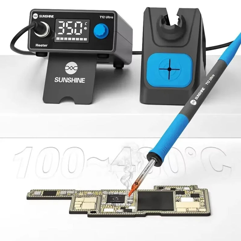SUNSHINE T12 Ultra Constant Temperature Soldering Station 75W 100-480C Precision Chip Repair Motherboard Soldering T12 Handle Component Replacement