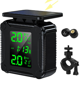 Motorcycle Solar Charge Tyre Temperature Alarm Sensor Tire Pressure Monitoring System Colorful Display Wireless TPMS