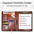 A4 File Folder Multifunctional Document Business Stationery Leather Conference Contract Folders Zippered Organizer Card Holder