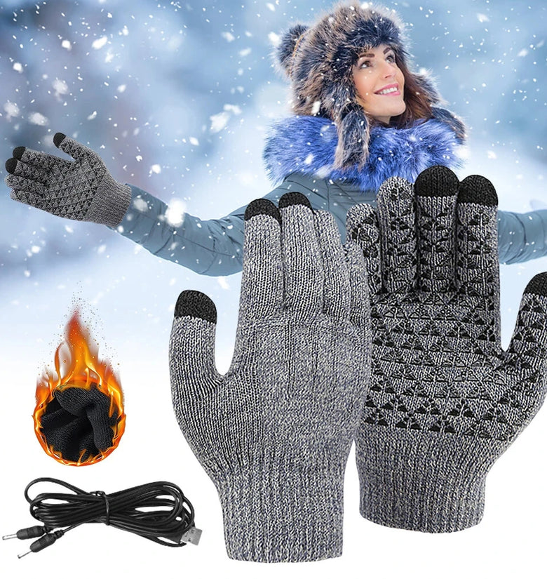 Pair Motorcycle Electric Heated Gloves Thickened Warm Full Finger USB Heating Electric Heating Gloves Students Internet Writing Games Warm Thick Heating Gloves