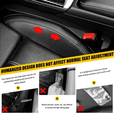 2PCS Car Seat Leak-proof Plug Strip Seat Storage Box Car Seat Gap Plug Car Seat Gap Filler with Seat Belt Holes Car Gap Strip Stop Cellphone Wallet Keys Coins From Dropping