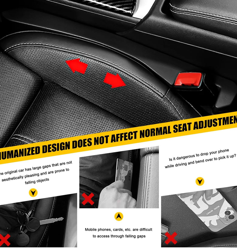 2PCS Car Seat Leak-proof Plug Strip Seat Storage Box Car Seat Gap Plug Car Seat Gap Filler with Seat Belt Holes Car Gap Strip Stop Cellphone Wallet Keys Coins From Dropping