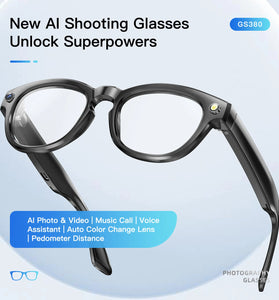 GS380 bluetooth 5.4 AI Smart Shooting Glasses Support Voice & Gesture Control 10H Battery Built-in Speaker for Photo Video Recording Translation Navigation