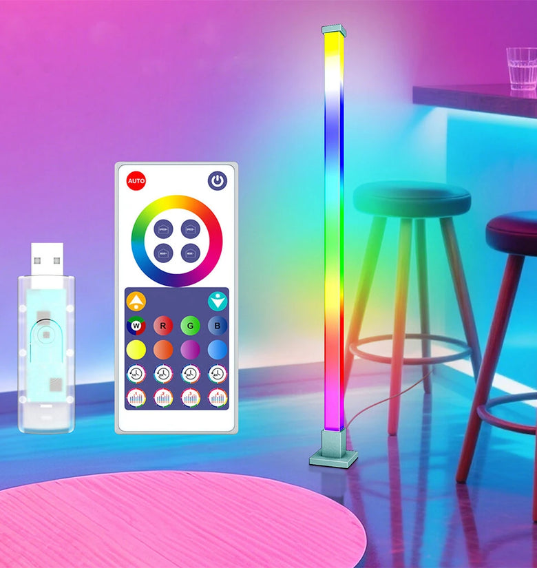 LIXINCORDA 1.1m Smart RGB Ambient Floor Lamp Rhythm Pickup WiFi & Bluetooth Remote Control LED Floor Lamp