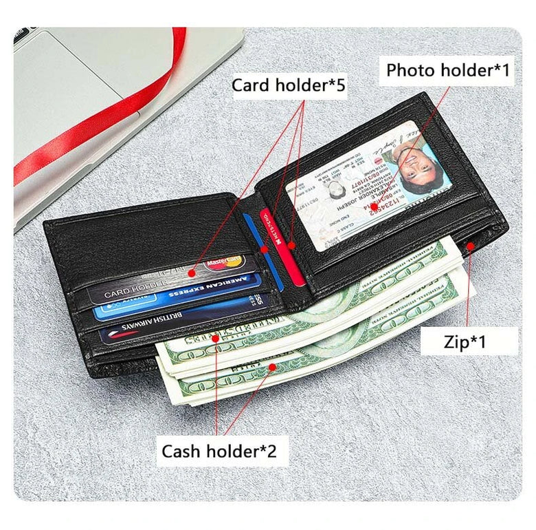 Ekphero Men's Genuine Leather Wallet Crocodile Texture Business Wallet Fashion Cowhide Bifold Money Purse Multi-slot Card Holder