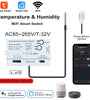 Tuya WiFi Smart Switch Temperature Humidity Dry Contact 10A AC85-265V DC7-32V App Remote Real-Time Monitoring Timer Schedule Smart Home Automation Voice Control with Alexa Google Assistant