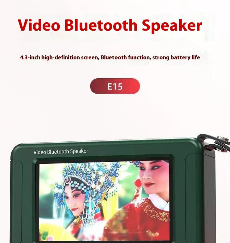 Nintaus E15 10W 4.3-inch HD Pocket Radio bluetooth Speaker Video Player Built-in Full Range Internal Magnetic Speaker 4000mAh Battery Support USB AUX TF Card Playback Portable Speakers