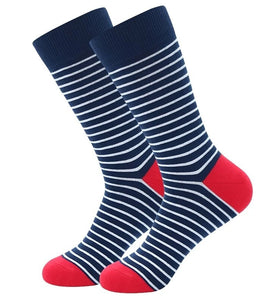5 Pairs Fashion Colorful Men's Business Dress Socks High Quality Stripe Dots Anchor Large Size Men Cotton Socks Soft Breathable Elastic Long Socks