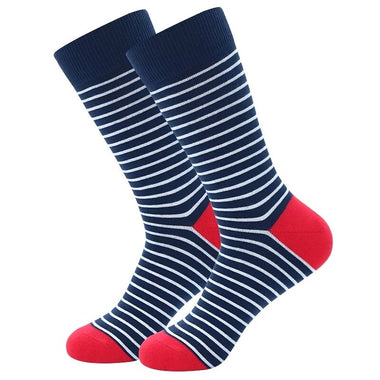 5 Pairs Fashion Colorful Men's Business Dress Socks High Quality Stripe Dots Anchor Large Size Men Cotton Socks Soft Breathable Elastic Long Socks