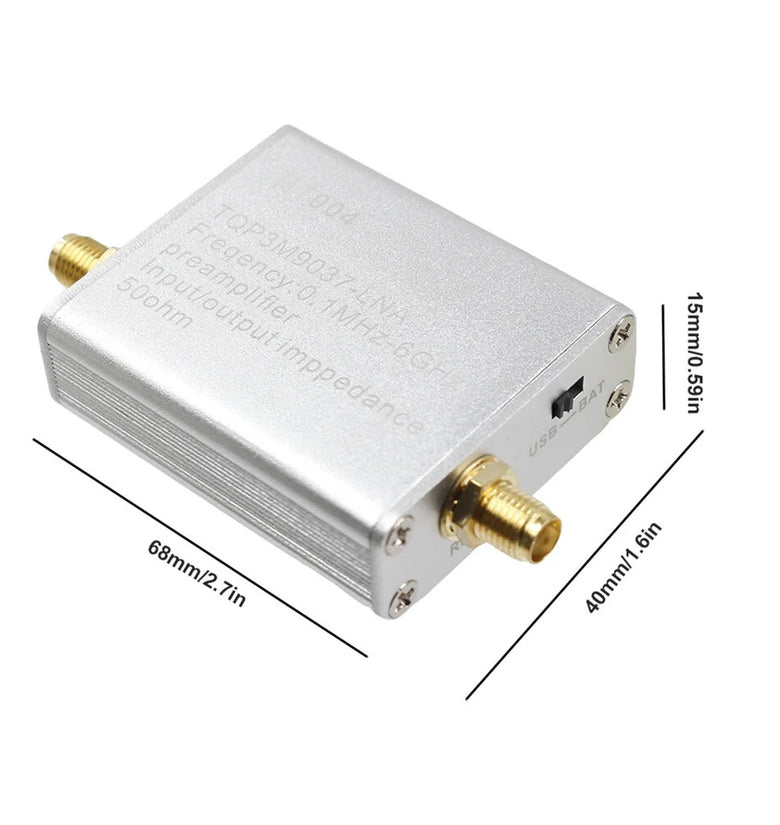 HT004 100K-6GHz Wideband Low Noise Amplifier 20dB High Gain Full Band Low Noise Amplifier with USB Cable