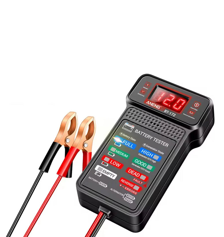 ANENG BT-172 12V Digital Battery Tester Battery Indicator with Alligator Clip LED Battery Status Indicator Motor to OL