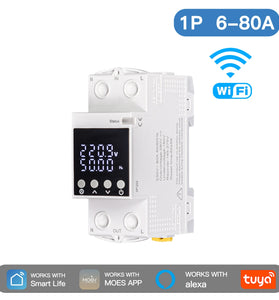 TUYA WM-AXA1-TW-E2S WiFi Smart Switch 80A Load Remote Control LED Display Fire Retardant Housing Energy Monitoring