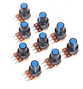 9Pcs/Set WH148 Potentiometer Resistor with Nuts and Potentiometer Button Cap Adjustable Knob for B1K/B2K/B5K/B10K/B20K/B50K