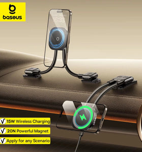 Baseus PrimeTrip C03sPro 15W Magnetic Wireless Car Charger Holder for iPhone HUAWEI Strong Magnet Bracket Dashboard Wireless Charger Stand