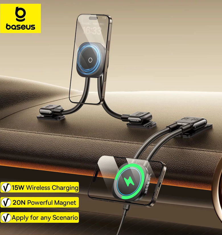 Baseus PrimeTrip C03sPro 15W Magnetic Wireless Car Charger Holder for iPhone HUAWEI Strong Magnet Bracket Dashboard Wireless Charger Stand