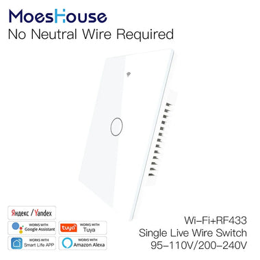MoesHouse Tuya Smart Home WiFi Panel Switch 1/2/3/4 Gang APP Remote Control Timer Function Voice Control with Alexa Google Home