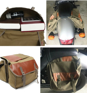 Motorcycle Canvas Saddlebags Equine Back Pack For Haley Sportster/Honda