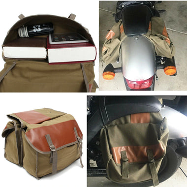 Motorcycle Canvas Saddlebags Equine Back Pack For Haley Sportster/Honda