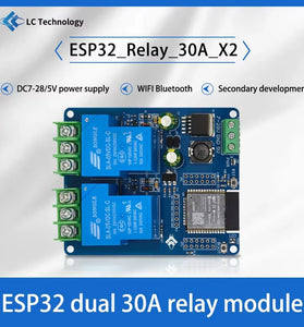 LC DC7-28/5V Power Supply WiFi bluetooth Dual Channel 30A Relay Development Board ESP32 Secondary Development